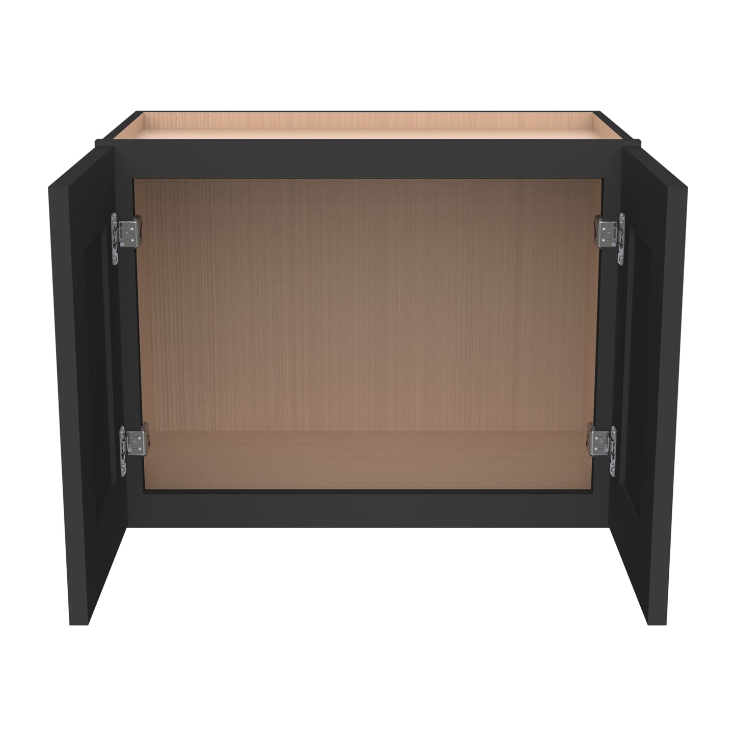 RTA Solid Wood Shaker Double Door Wall Cabinets Charcoal Black for Kitchen Bathroom and Laundry Storage