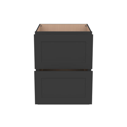 RTA Solid Wood Shaker Two Drawer Base Cabinet Charcoal Black for Kitchen, Bathroom & Laundry storage