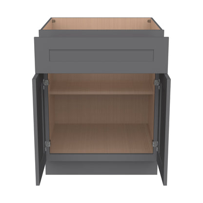 RTA Solid Wood Shaker Pebble Gray Kitchen Bathroom Base Cabinet with 2 Doors 1 Drawer 1 Shelf