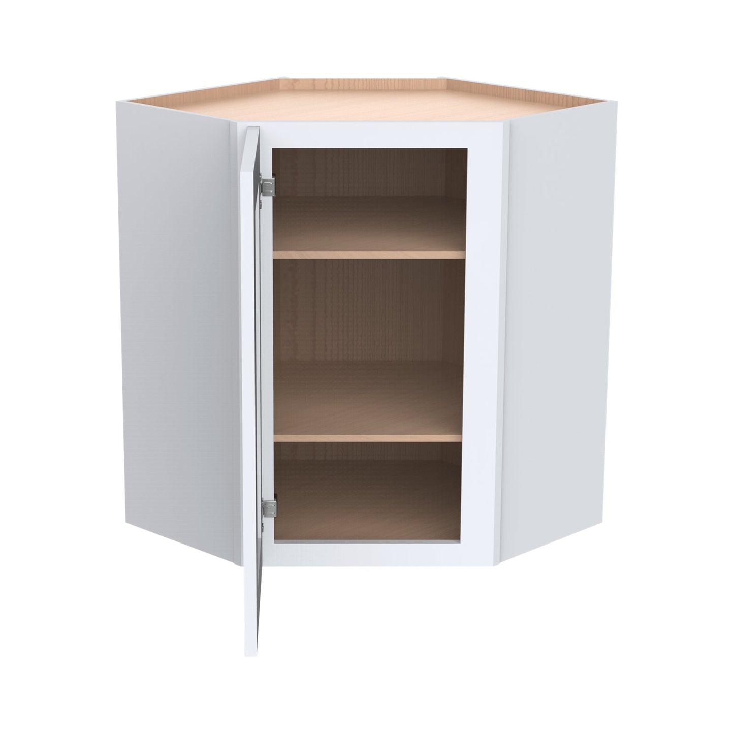 RTA Belmont White Wall Diagonal Corner Kitchen Cabinet for with 1 Door 2 Shelves