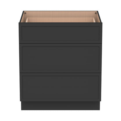 RTA Solid Wood Newtown Three Drawer Base Cabinet Charcoal Black for Kitchen, Bathroom & Laundry storage