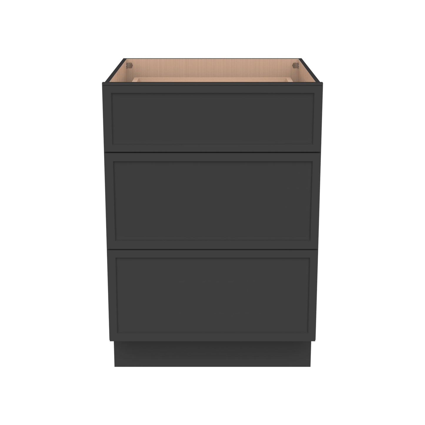 RTA Newtown Solid Wood Vanity Three Drawer Base Cabinet Charcoal Black for Bathroom Storage