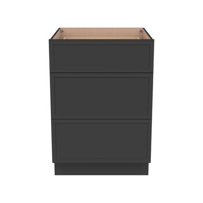 RTA Newtown Solid Wood Vanity Three Drawer Base Cabinet Charcoal Black for Bathroom Storage
