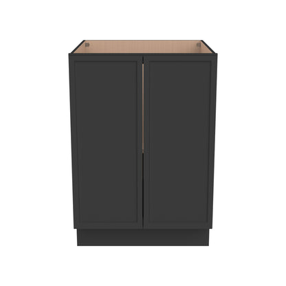 RTA Solid Wood Newtown Full High Door Base Cabinet Origami Charcoal Black for Kitchen, Bathroom & Laundry Room Storage - with 2 Doors 1 Shelf