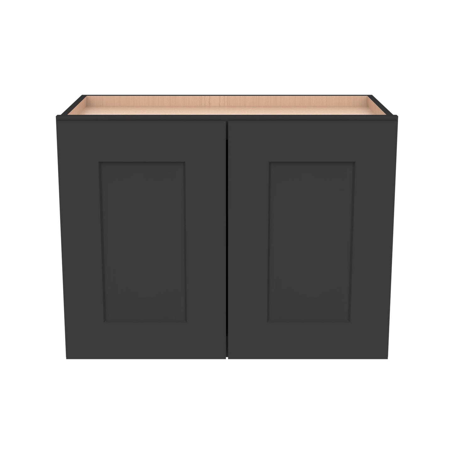 RTA Solid Wood Shaker Double Door Wall Cabinets Charcoal Black for Kitchen Bathroom and Laundry Storage