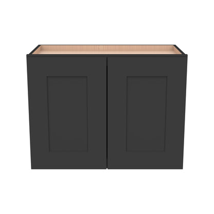 RTA Solid Wood Shaker Double Door Wall Cabinets Charcoal Black for Kitchen Bathroom and Laundry Storage