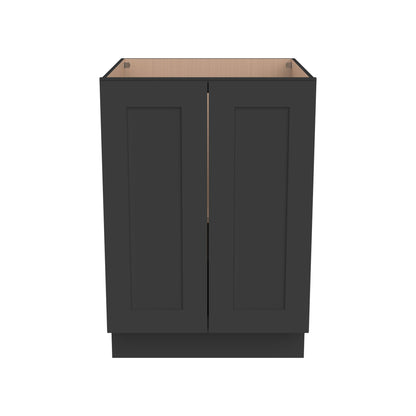 RTA Solid Wood Shaker Full High Door Base Cabinet Charcoal Black for Kitchen, Bathroom & Laundry Room Storage - with 2 Doors 1 Shelf