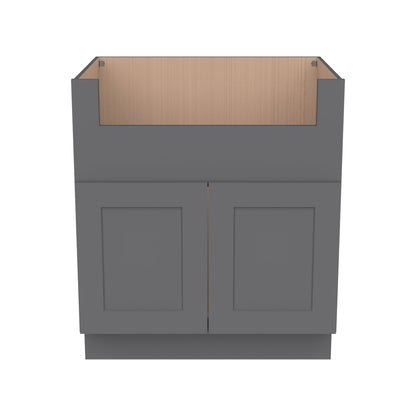 RTA Shaker Solid wood Pebble Gray Farm Sink Base Cabinet (2 Butt Door)