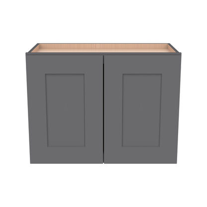RTA Solid Wood Shaker Double Door Wall Cabinets  Pebble Gray for Kitchen Bathroom and Laundry Storage