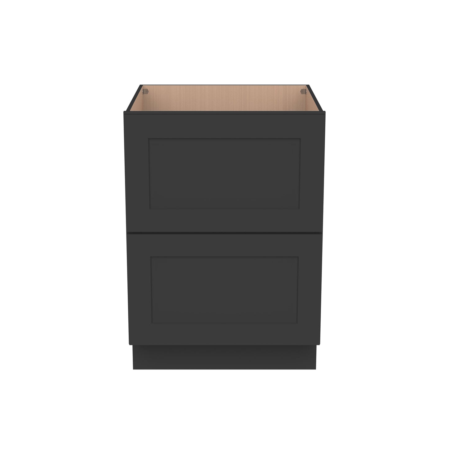 RTA Solid Wood Shaker Two Drawer Base Cabinet Charcoal Black for Kitchen, Bathroom & Laundry storage