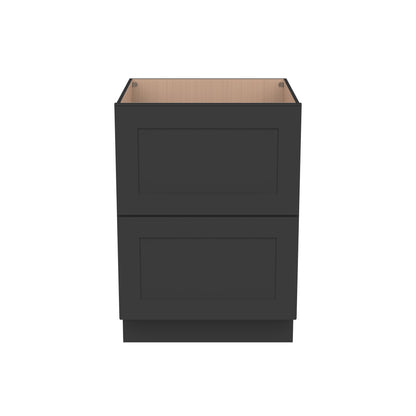 RTA Solid Wood Shaker Two Drawer Base Cabinet Charcoal Black for Kitchen, Bathroom & Laundry storage