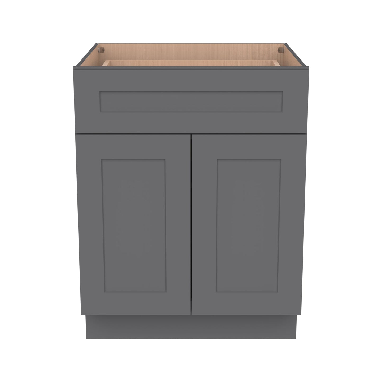 RTA Solid Wood Shaker Pebble Gray Kitchen Bathroom Base Cabinet with 2 Doors 1 Drawer 1 Shelf