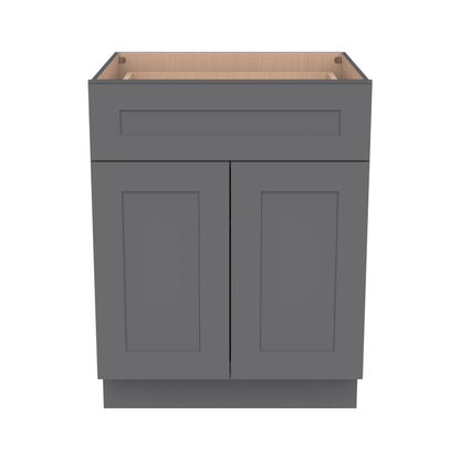RTA Solid Wood Shaker Pebble Gray Kitchen Bathroom Base Cabinet with 2 Doors 1 Drawer 1 Shelf