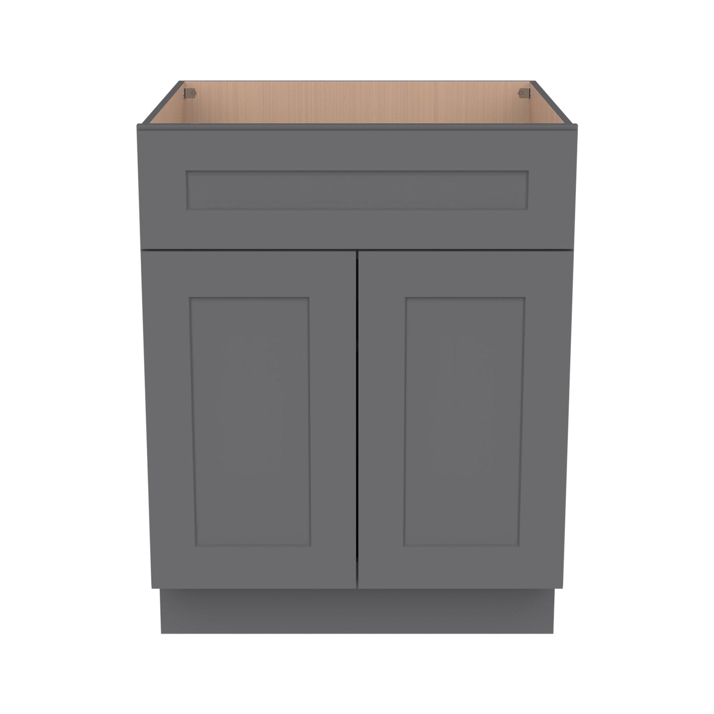 RTA Solid Wood Shaker Sink Base Cabinet Pebble Gray  for Kitchen Bathroom Storage with 2 Doors and 1 False Drawer Front