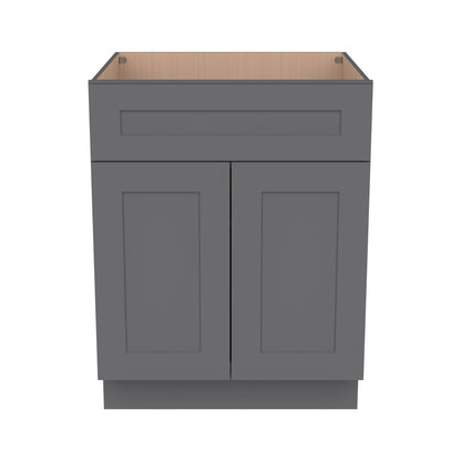 RTA Solid Wood Shaker Sink Base Cabinet Pebble Gray  for Kitchen Bathroom Storage with 2 Doors and 1 False Drawer Front