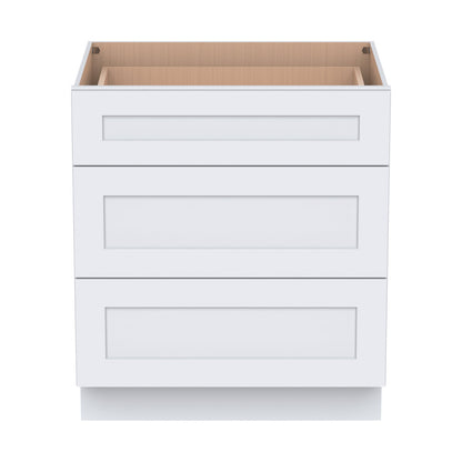 RTA Belmont White Three Drawer Base Cabinet  for Kitchen, Bathroom & Laundry storage