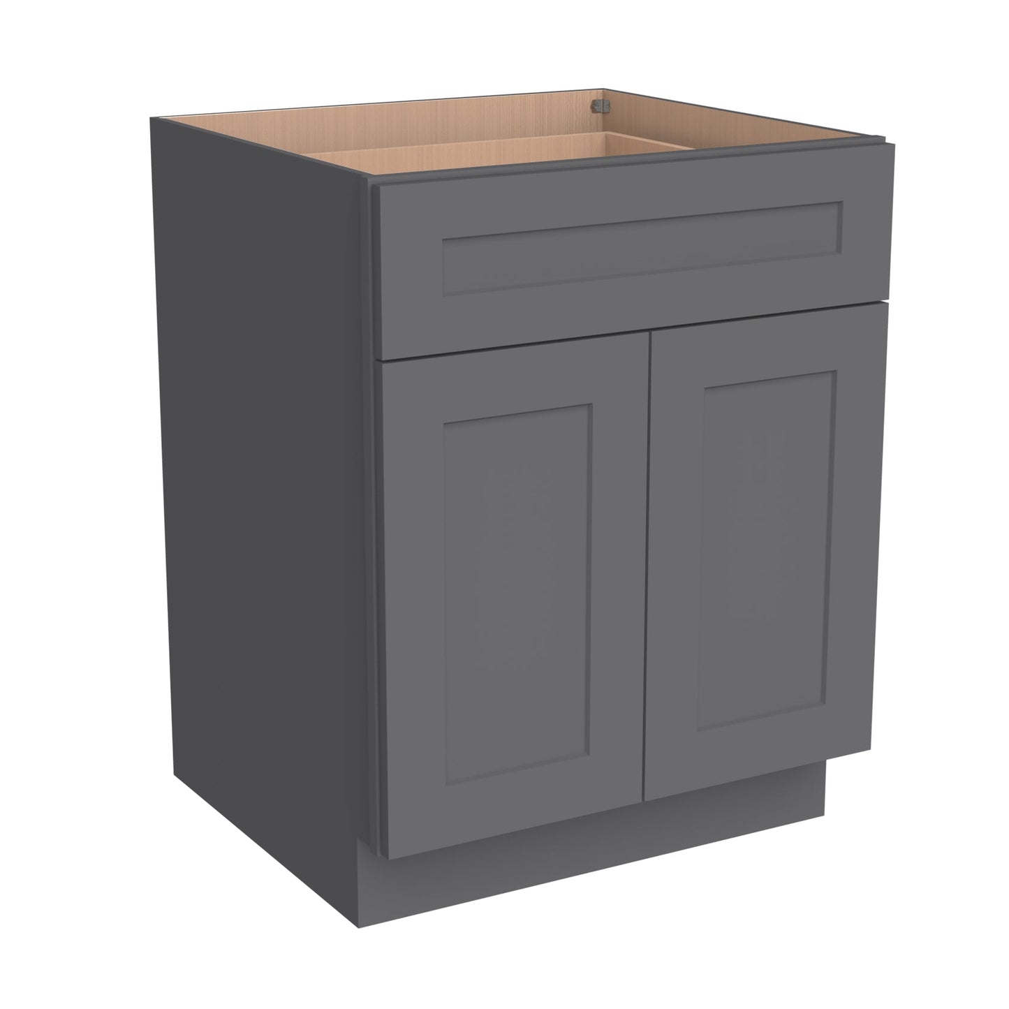 RTA Solid Wood Shaker Pebble Gray Kitchen Bathroom Base Cabinet with 2 Doors 1 Drawer 1 Shelf